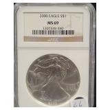 2000 SILVER EAGLE - NGC: MS69 -