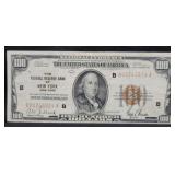 SERIES OF 1929 "BROWN SEAL" $100 NATIONAL CURRENCY