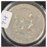1953-S FRANKLIN SILVER HALF DOLLAR -