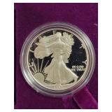 1992-S PROOF SILVER EAGLE - BOX AND COA