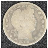 1906 BABER SILVER HALF DOLLAR