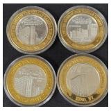 (4) ATLANTIS CASINO - RENO, NV $10 BI-METALLIC