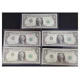 (5) SERIES OF 1963-B $1 FEDERAL RESERVE NOTES -