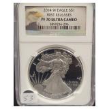 2014-W PROOF SILVER EAGLE - NGC: PF70 ULTRA CAMEO-