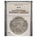 2009 SILVER EAGLE - NGC: MS 69