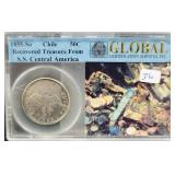 1855-So CHILE 50 CENTAVOS COIN RECOVERED TREASURE