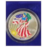 2000 SILVER EAGLE - COLORIZED - 99.9% SILVER -