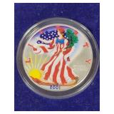 2001 SILVER EAGLE - COLORIZED - 99.9% SILVER -