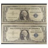 (2) SERIES 1957-B $1 SILVER CERTIFICATES