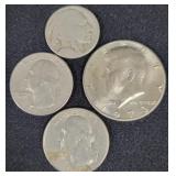 (4) U.S. COINS: 1973 KENNDY CLAD HALF DOLLAR,