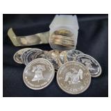 ROLL OF (20) 1984 LIBERTY SILVER ROUNDS -