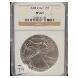 2004 SILVER EAGLE - NGC: MS69 -