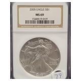 2005 SILVER EAGLE - NGC: MS69 -