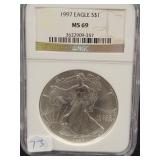 1997 SILVER EAGLE - NGC: MS69 -