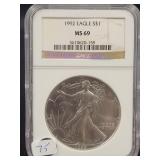 1992 SILVER EAGLE - NGC: MS69 -