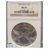 1998 SILVER EAGLE - NGC: MS69 -