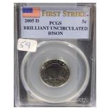 2005-D FIRST STRIKE BISON NICKEL - PCGS: BU