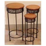 Three Round Nesting Plant Stands/ Accent Tables