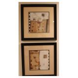(2) Neutral Toned Abstract Art Prints Framed
