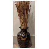Asian Laquerware Vase w/ Faux Plant