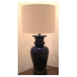 Blue Porcelain Wood Base Table Lamp