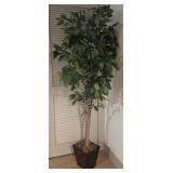 6ft Faux Ficus Tree w/ Lattice Wood Pot