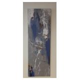 Textured Blue Grey & White Canvas 35 X 9