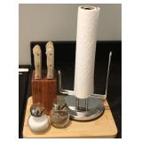 Knife Block, Cutting Board, Shakers, & PT Holder