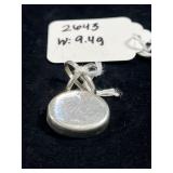 SOLID STERLING SILVER OVAL FLAT CABOCHON PENDANT