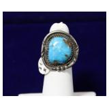 Traditional Navajo Sterling Silver Turquoise Ring