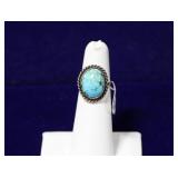 Traditional Navajo Sterling Silver Turquiose Ring