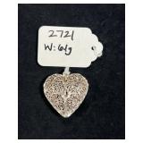 STERLING SILVER FILIGREE PUFFED HEART PENDANT -