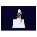 Navajo Sterling Silver Red Coral Cluster Ring