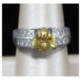 Trillion Cut Yellow Sapphire Sterling Silver Ring
