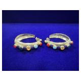PAIR OF TAXCO STERLING SILVER MULTI-STONE