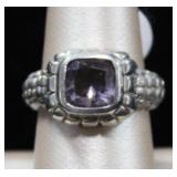 Sterling Judith R. Square Cut Amethyst Ring