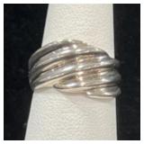 STERLING SILVER RIBBED RING - 5.4GR - SIZE 6-3/4