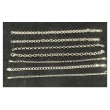 (7) STERLING SILVER CHAIN LINK BRACELETS - 7" -