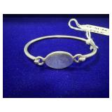 STERLING SILVER ENGRAVABLE OVAL DISC BANGLE