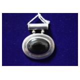 Sterling Silver Black Onyx Cabochon Pendant