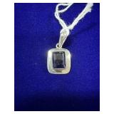 STERLING SILVER PENDANT W/ DARK RECTANGULAR