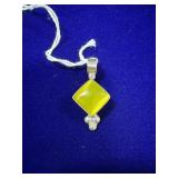 HANDCRAFTED STERLING SILVER PENDANT W/ SQUARE-CUT