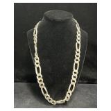 STERLING SILVER FIGARO LINK CHAIN NECKLACE -