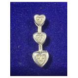 STERLING SILVER TRIPLE HEART DROP PENDANT -