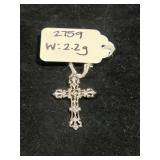 STERLING SILVER FILIGREE CROSS PENDANT - WEIGHS