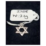 STERLING SILVER STAR OF DAVID PENDANT - WEIGHS