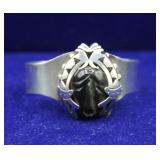 Sterling Silver Black Carved Mask Cuff Bracelet