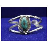 Navajo Chrysocolla Leaf Turquoise Cuff Bracelet