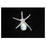 Sterling Silver Starfish w/ Blue Larimar Pendant