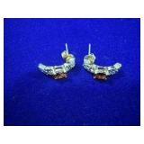 PAIR OF GOLD PLATED STERLING SILVER MULTI-STONE